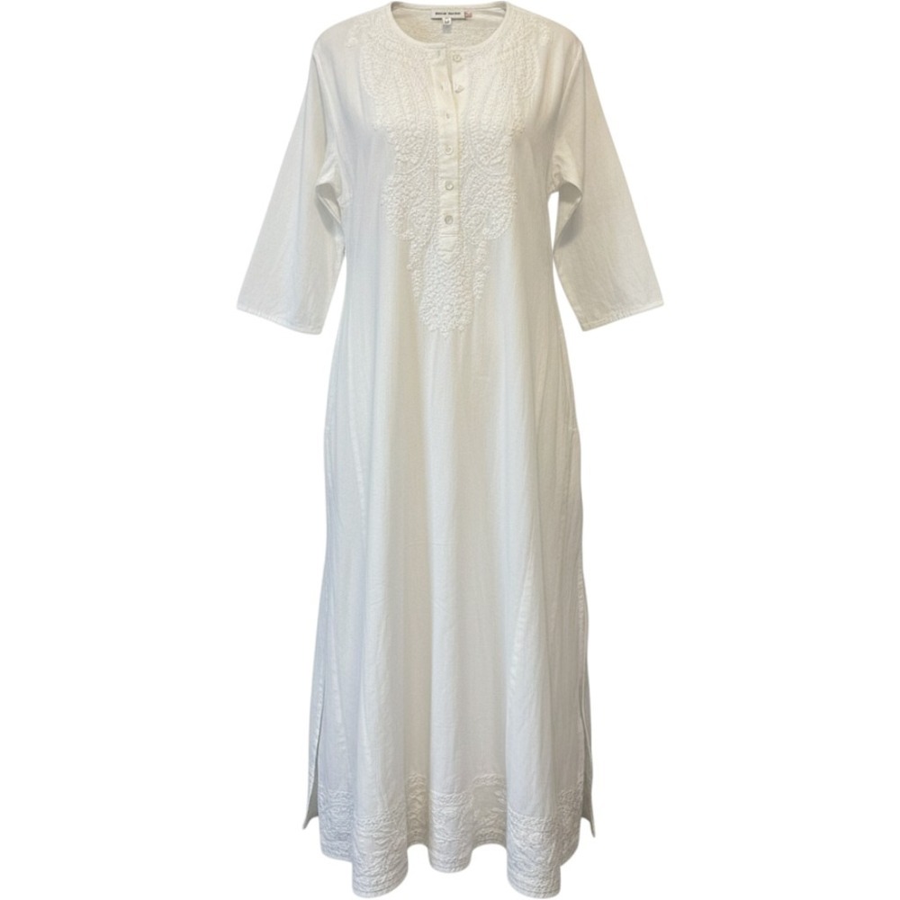 ROLLER RABBIT Dress Women's XL Kurti White Cotton Embroidered NWT